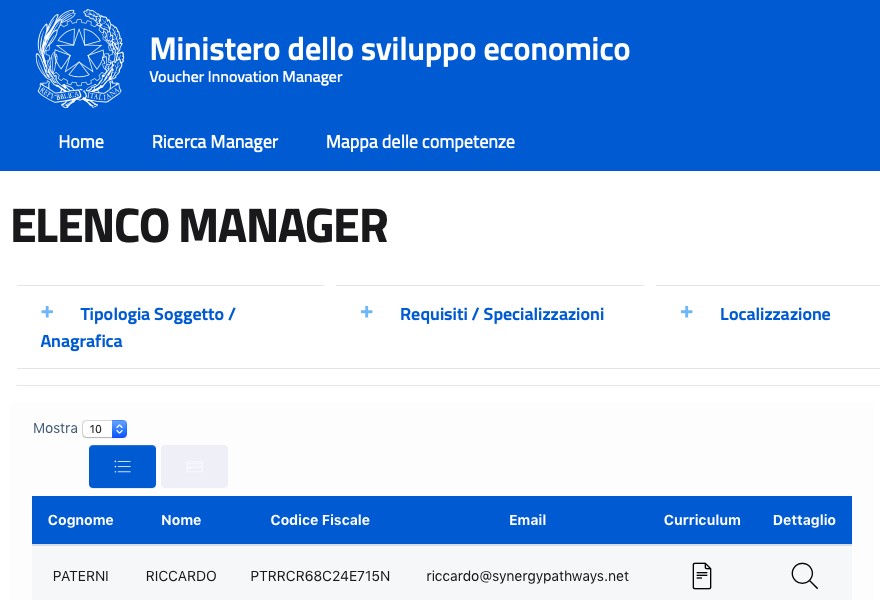 Riccardo Paterni, Innovation Manager, Italian Ministry for Economic Development 