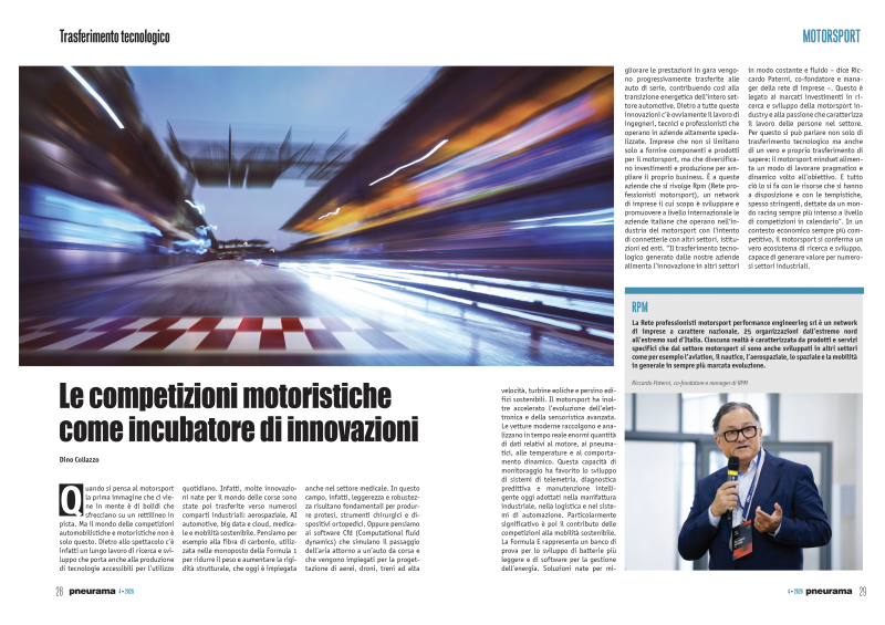 Riccardo Paterni featured in a magazine article focusing on motorsport industry as incubartor of innovation and technology transfer